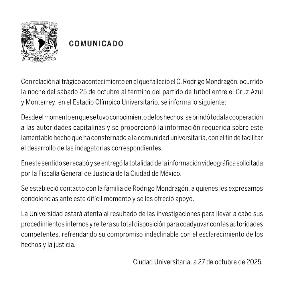 Guardias de la UNAM, bajo prisión preventiva por muerte de aficionado de Cruz Azul