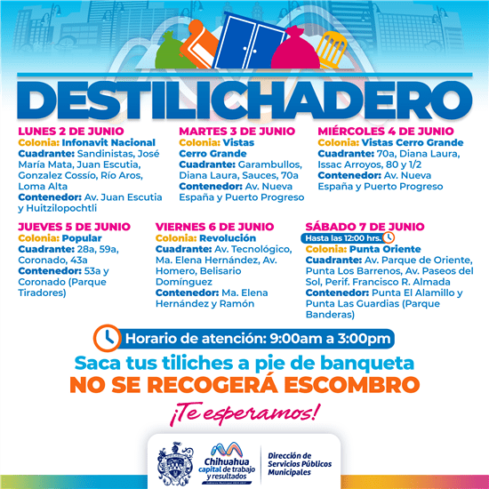 ¡Atención! Llevará Municipio programa Destilichadero a cinco colonias la próxima semana
