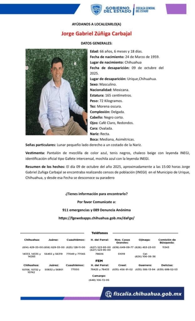 Urique otra vez bajo la lupa tras desaparición de encuestador del Inegi