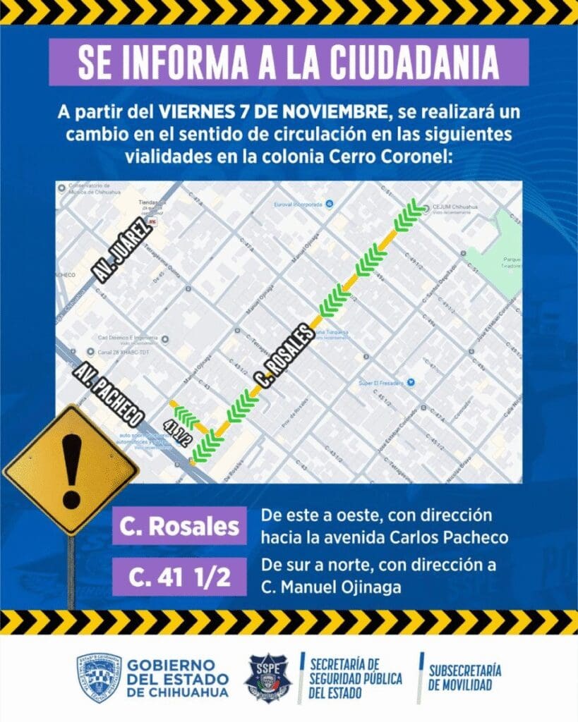 Cambiarán el sentido de circulación en la calle Rosales este viernes