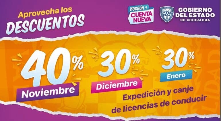 Noviembre arranca con 40% de descuento en licencias de conducir en Chihuahua