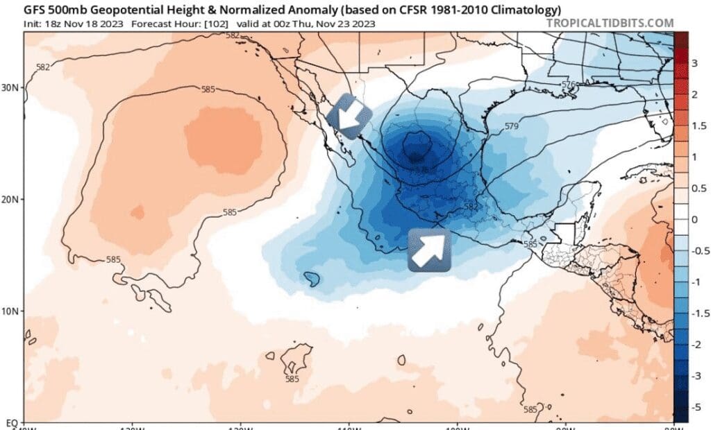 Prevén fuerte descenso de temperaturas por la entrada de una DANA en México