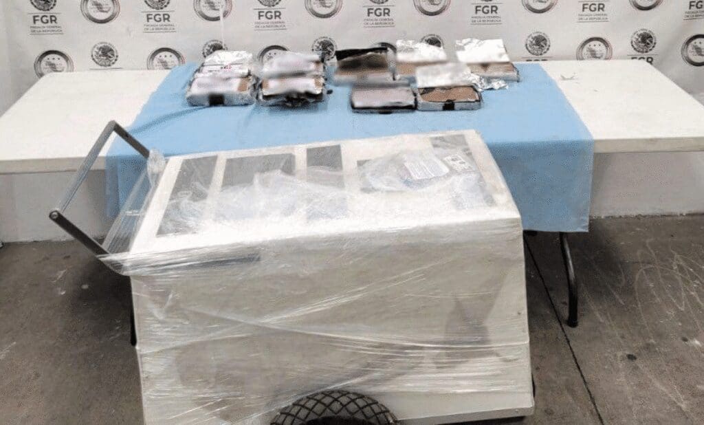 Descubren cocaína y fentanilo ocultos en un carrito de paletas en Tarímbaro, Michoacán.