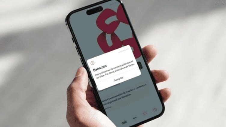 Usuarios reportan fallas en la app de Banamex durante la quincena.