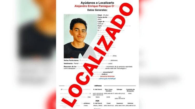 Localizan sano y salvo a estudiante del Tecnológico I en Chihuahua.