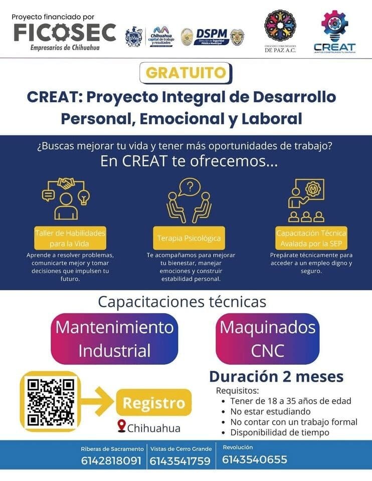 CREAT inicia 2026 con capacitaciones gratuitas en mantenimiento industrial y CNC