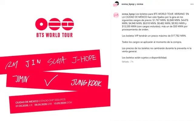 Precios de BTS en México superan a Corea, Japón y Europa.