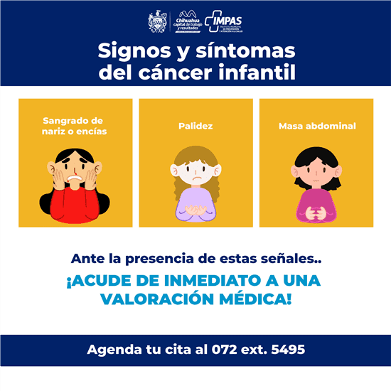 IMPE difunde señales de alerta para detectar oportunamente el cáncer infantil.
