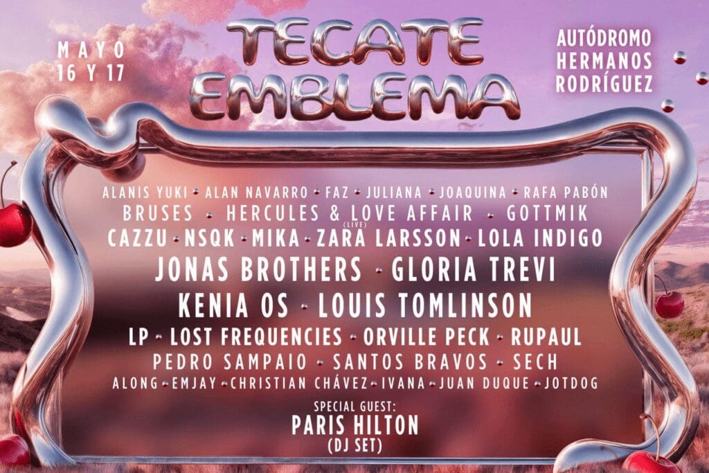 Tecate Emblema 2026 revela su cartel oficial con Jonas Brothers, Gloria Trevi y Louis Tomlinson; conoce fechas, sede y lista completa de artistas en CDMX.
