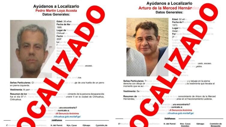 Localizan a Pedro Martín L. A. y Arturo M. H. en Chihuahua. La Fiscalía informó que ambos hombres se encuentran sanos y su ausencia fue voluntaria.