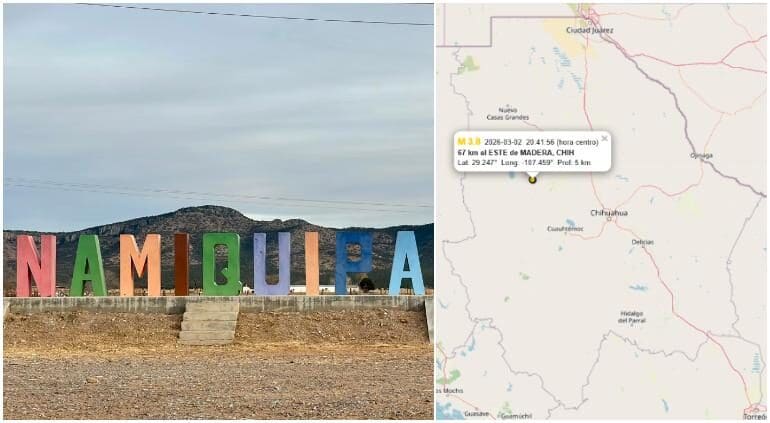 El SSN registró un sismo de magnitud 3.8 en Namiquipa, Chihuahua, la noche del 2 de marzo. No se reportan daños ni afectaciones.