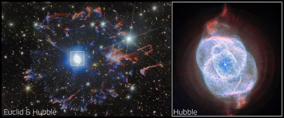 La NASA y la ESA revelan imágenes inéditas de la Nebulosa Ojo de Gato tomadas por Hubble y Euclid en 2026. Conozca el proceso de muerte estelar.