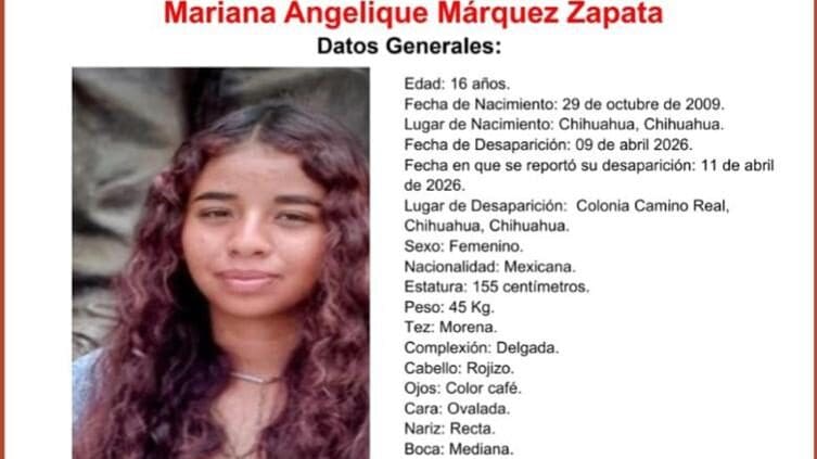 Mariana Márquez desaparecida en Chihuahua. Autoridades piden apoyo ciudadano para localizar a la menor vista por última vez en Camino Real.