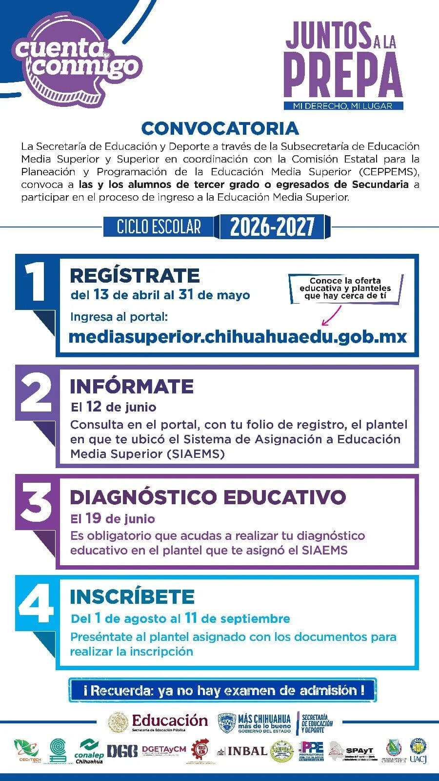 Registro en línea para prepa en Chihuahua inicia el 13 de abril. Conoce fechas, requisitos y cómo será la asignación sin examen.
