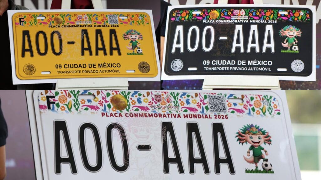 La CDMX lanza placas del Mundial 2026 con un diseño especial del ajolote futbolista.