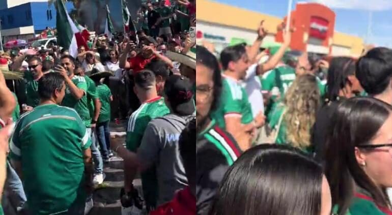 Aficionados reunidos en Chihuahua para celebrar la victoria de México lanzaron consignas contra Morena durante los festejos mundialistas.