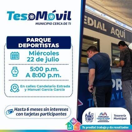El TesoMóvil estará este miércoles en el Parque Deportistas para recibir pagos del Predial y realizar convenios con los contribuyentes.