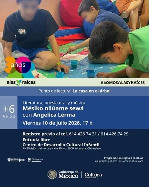 Conoce todos los detalles del taller gratuito de poesía y música rarámuri dirigido a niñas y niños en Chihuahua este 10 de julio.
