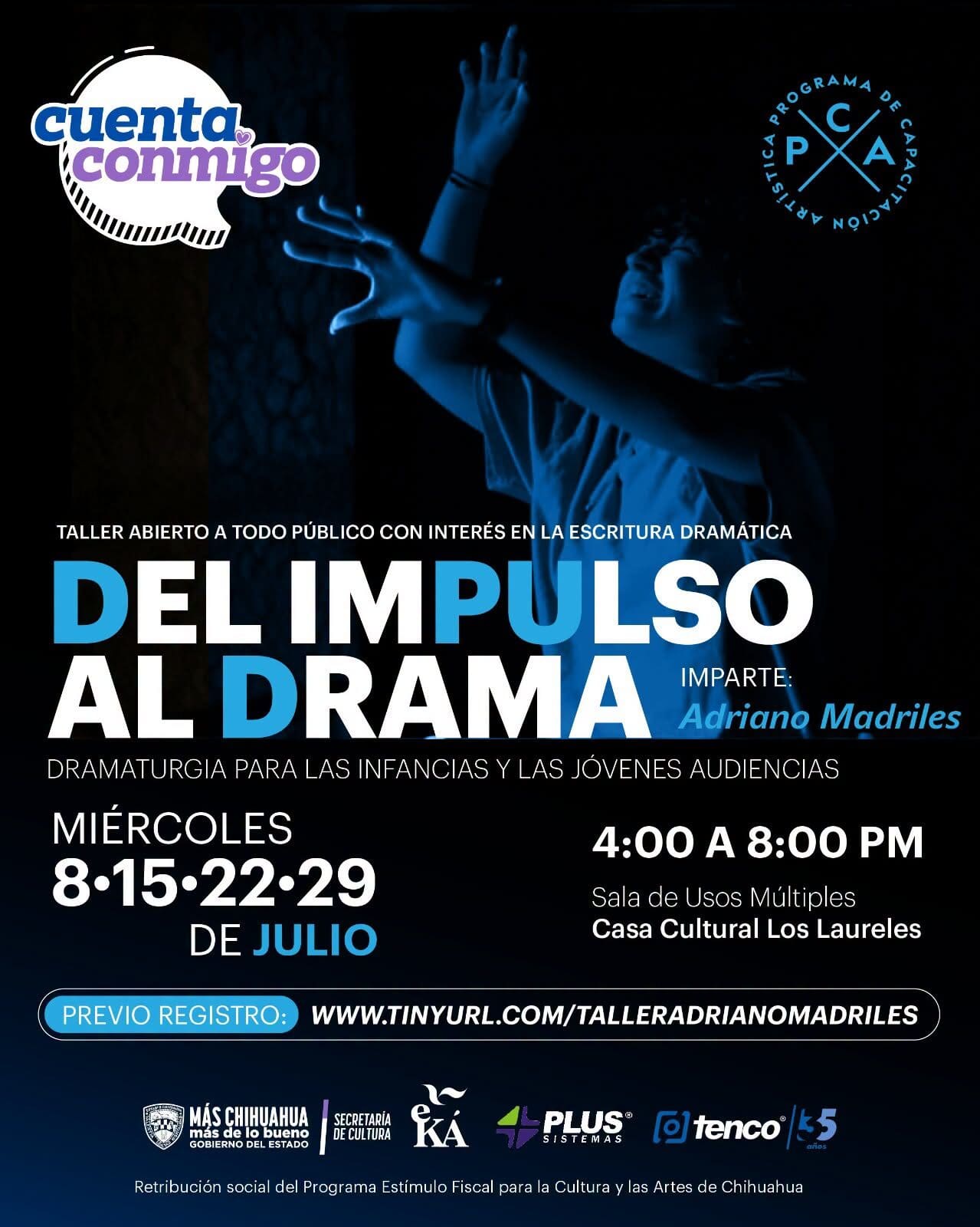La Secretaría de Cultura abrió las inscripciones para el taller gratuito "Del impulso al drama", dirigido a quienes deseen escribir teatro para niñas, niños y jóvenes.