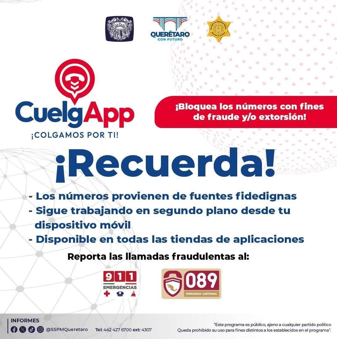 CuelgApp es una aplicación gratuita que permite identificar y bloquear números relacionados con posibles llamadas de fraude y extorsión en Chihuahua.