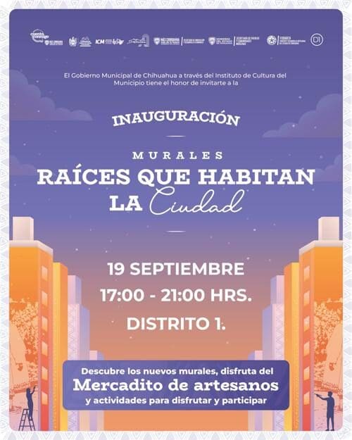 Invitan a la inauguración de los murales Raíces que habitan la ciudad este 19 de septiembre en Distrito Uno, con entrada gratuita y actividades familiares.