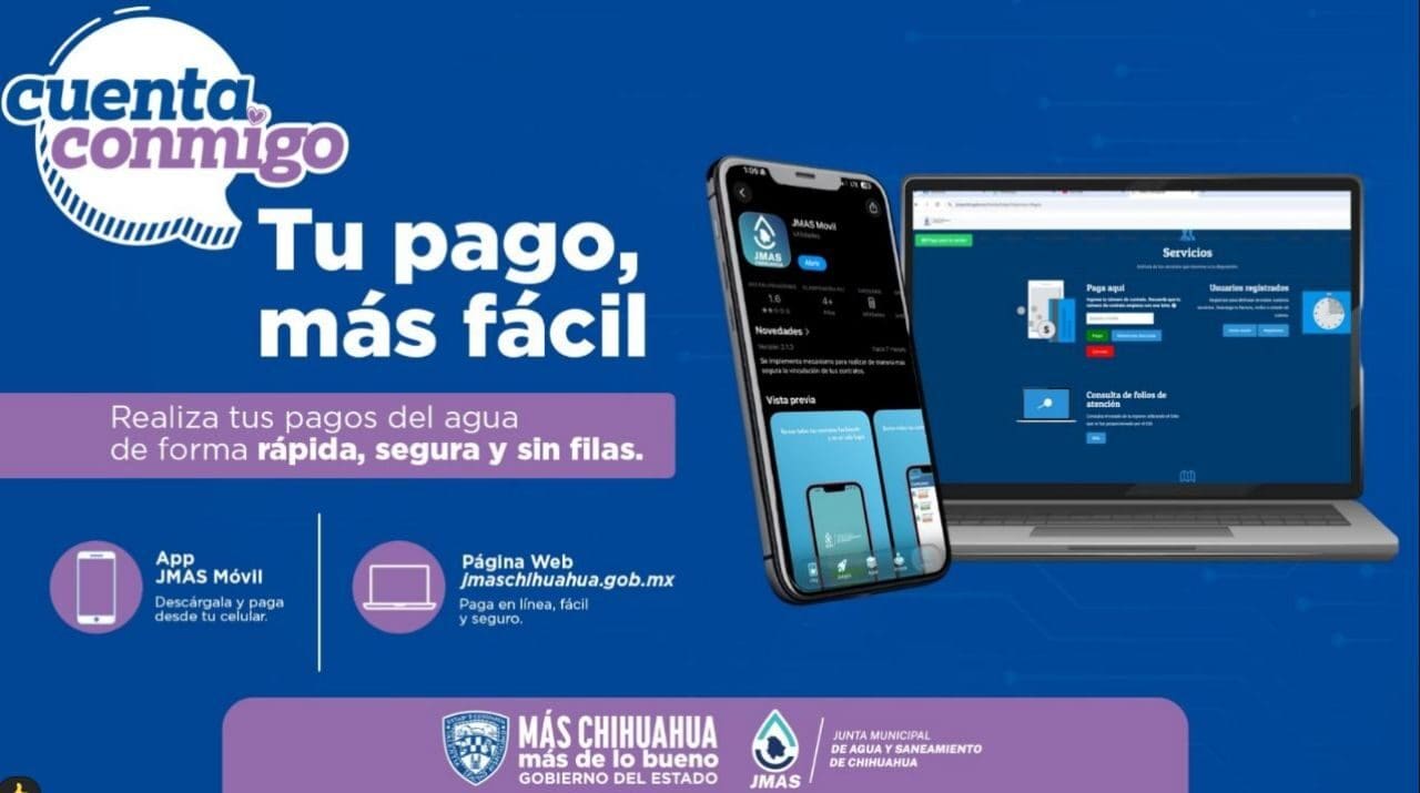 JMAS Chihuahua ofrece opciones para pagar el recibo de agua mediante su app, sitio web y tiendas como Alsuper, Smart y Oxxo.