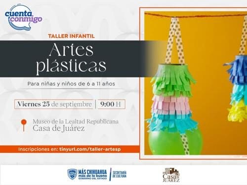 Este 25 de septiembre habrá un taller gratuito de artes plásticas para niños en Casa Juárez, con materiales incluidos y cupo limitado.
