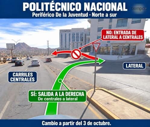 Conoce los cambios en los accesos del Periférico de la Juventud en Ortiz Mena y Politécnico que entrarán en vigor este sábado 3 de octubre.