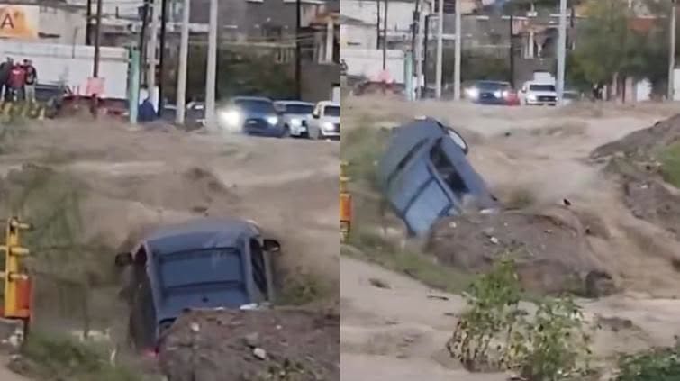 Lluvias en Juárez: corriente arrastra a conductor hasta Estados Unidos