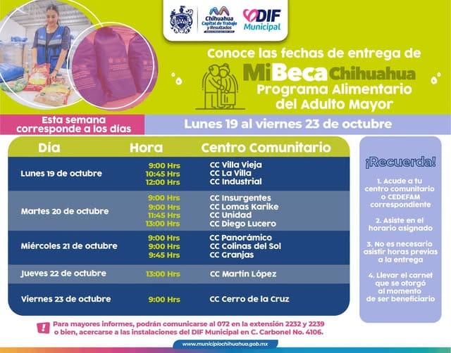Arranca la entrega de la beca para adultos mayores en centros comunitarios