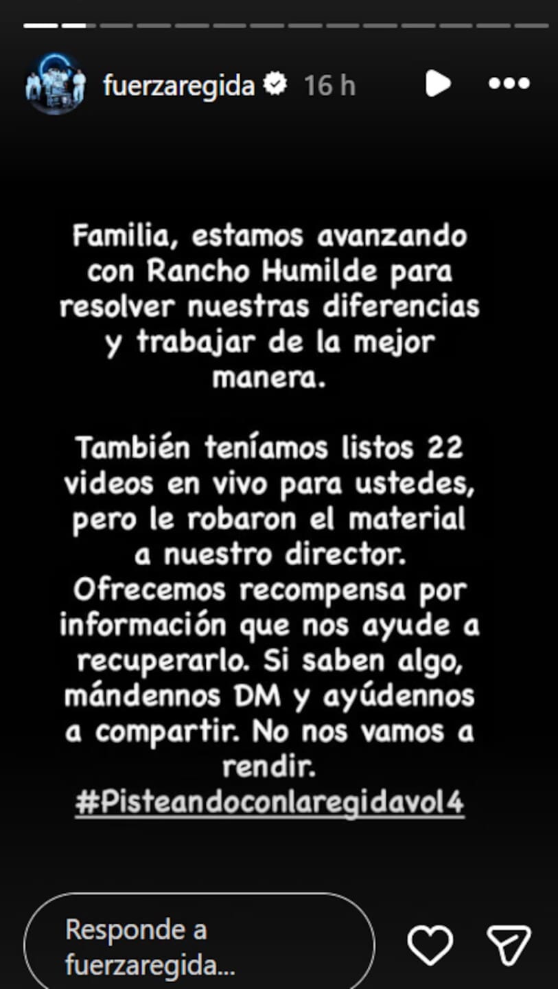 Fuerza Regida denuncia el robo de 22 videos inéditos y ofrece recompensa