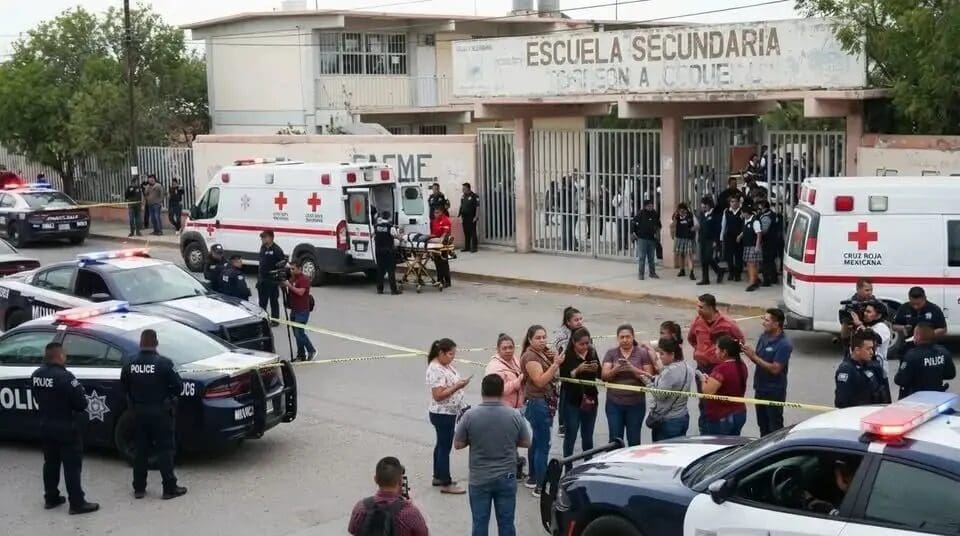 Ataque en una secundaria de Torreón dejó a la subdirectora muerta y tres personas heridas; dos exalumnos de 18 años fueron detenidos.