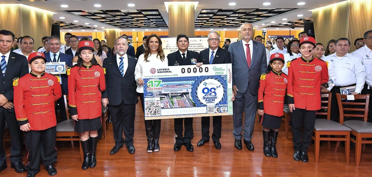 Lotería Nacional celebra el aniversario del AICM con un billete especial