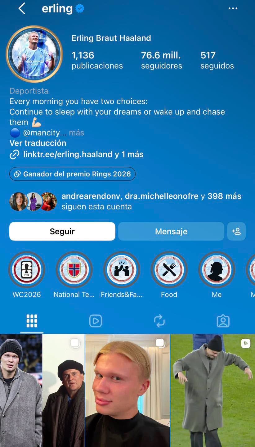 Por qué el perfil de Instagram de Haaland cambió a color azul