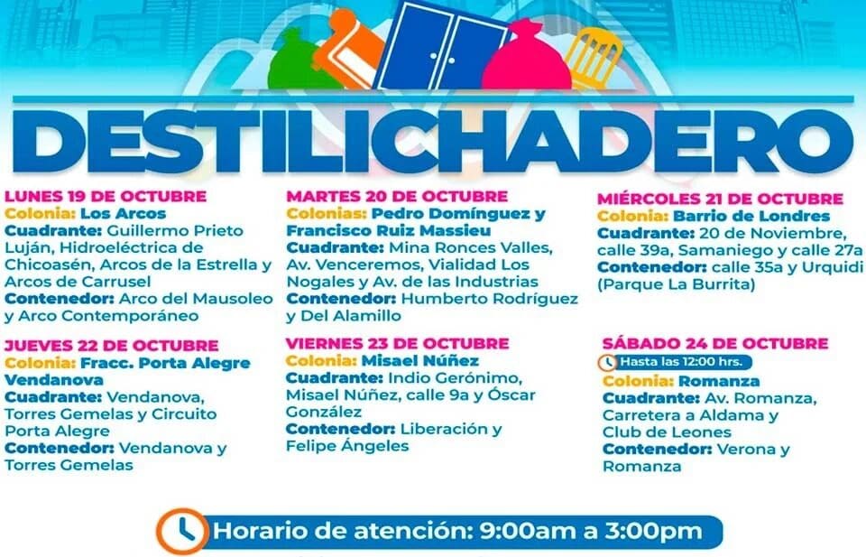 Programa Destilichadero visitara siete colonias esta semana